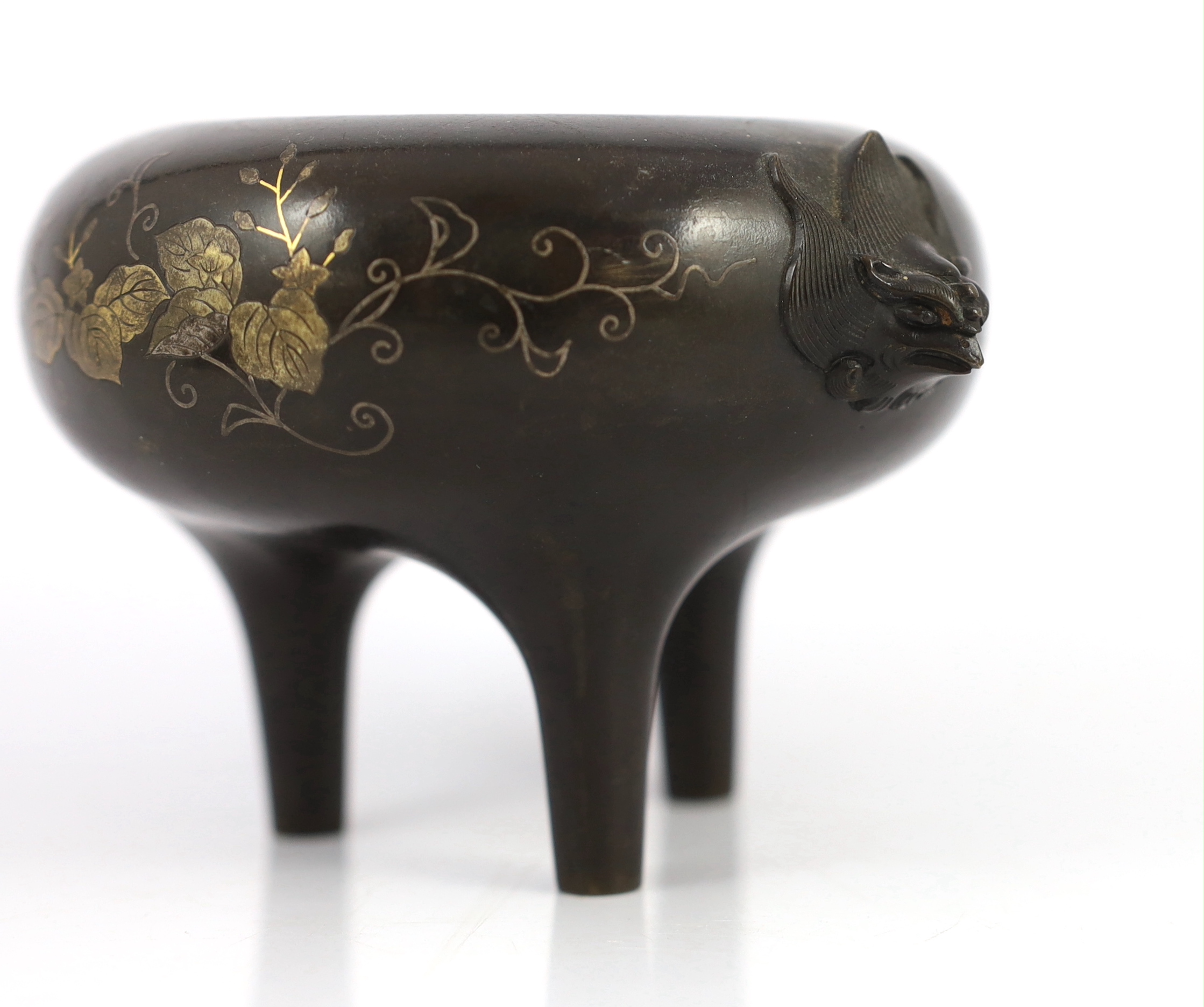 A Japanese bronze koro, 13cm high